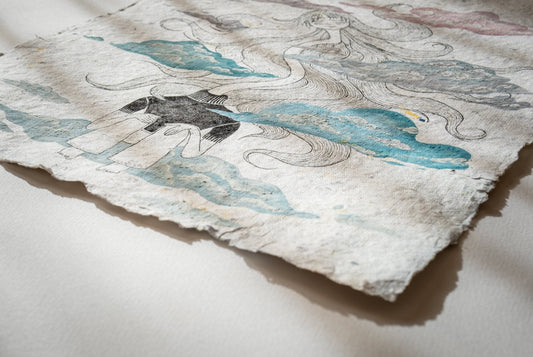 Ilustrație pe hârtie manuală - Visător, S Hanelore