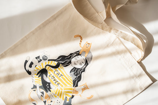 Sacoșă ilustrată "Îmi plac pisicile"