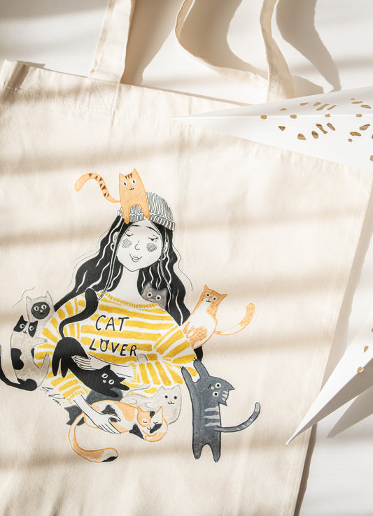 Sacoșă ilustrată "Îmi plac pisicile"