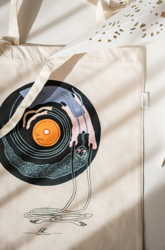 Sacoșă ilustrată "Simte muzica"